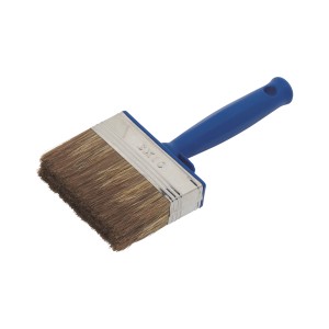 LUX Flächenstreicher Lasuren, 100 mm Pinsel mit hellem Borstenmix und blauem Griff.
