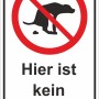 Warnschild: Hier ist kein Hundeklo. Schild mit durchgestrichenem Hundehaufen.
