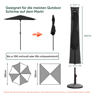 Sekey Schutzhülle für Sonnenschirme bis 350 cm, wasserdicht, aus Oxford-Gewebe.
