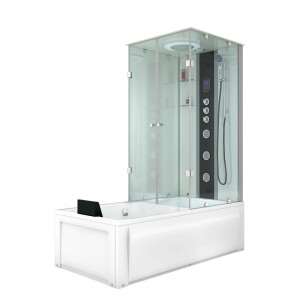 AcquaVapore Dusch-Wanne-Kombination K05-L03-EC, 180x90 cm, mit Duschkabine und weißer Wanne.