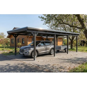 Skan Holz Carport Emsland EPDM-Dach 402 cm x 846 cm Anthrazit