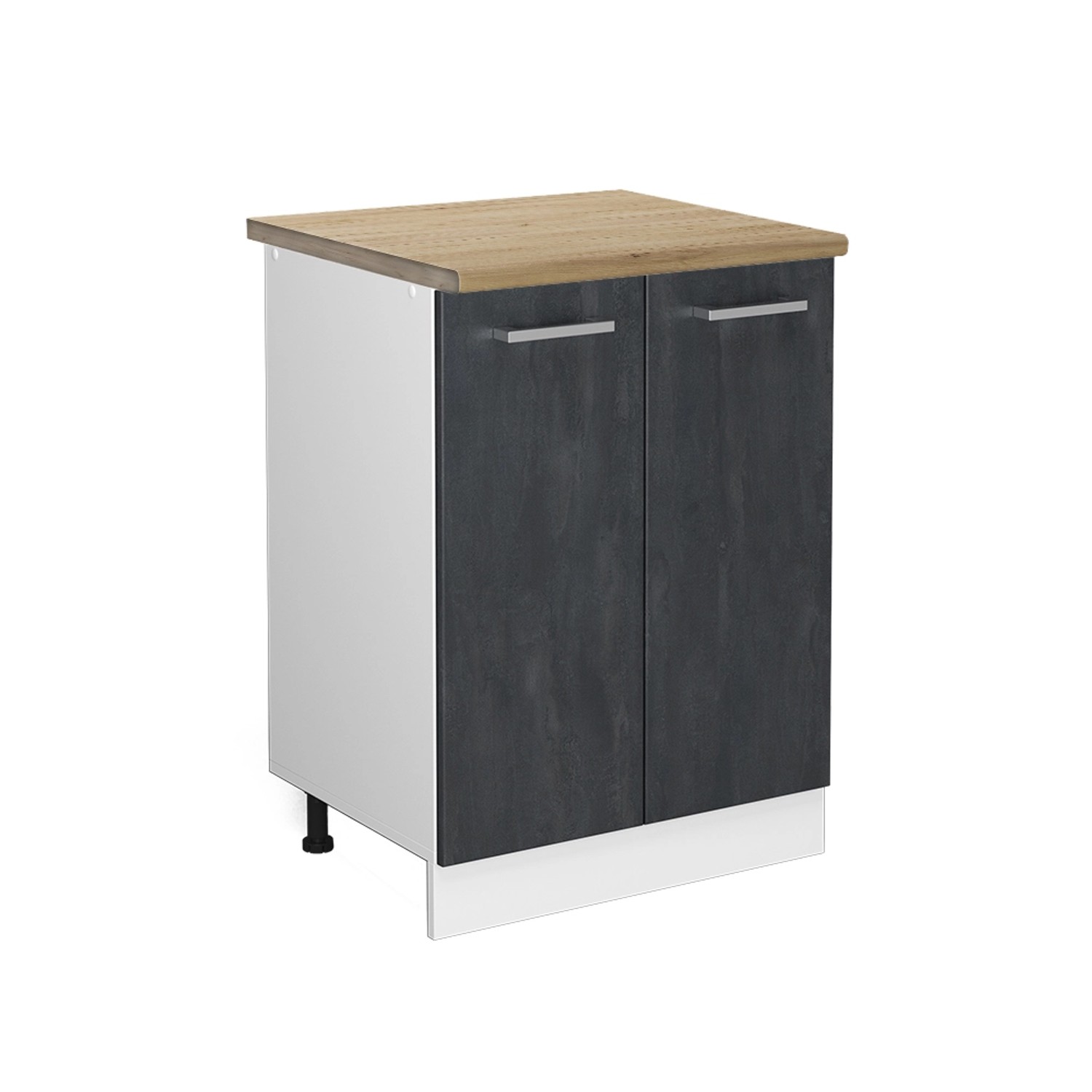Vicco Küchenunterschrank R-Line Küchenkommode Schwarz Beton/Weiß 60 cm AP Eiche