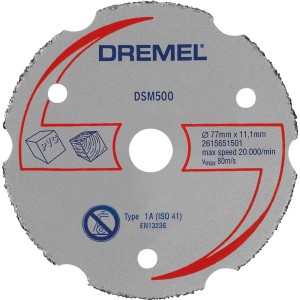 Dremel DSM500 Mehrzweck-Trennscheibe für DSM20, geeignet für Holz und weiche Materialien.