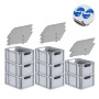 PROREGAL Spar Set: 8 Euroboxen mit Deckel und Schnappverschlüssen, blau. Aufbewahrungsboxen für Lager und Transport.