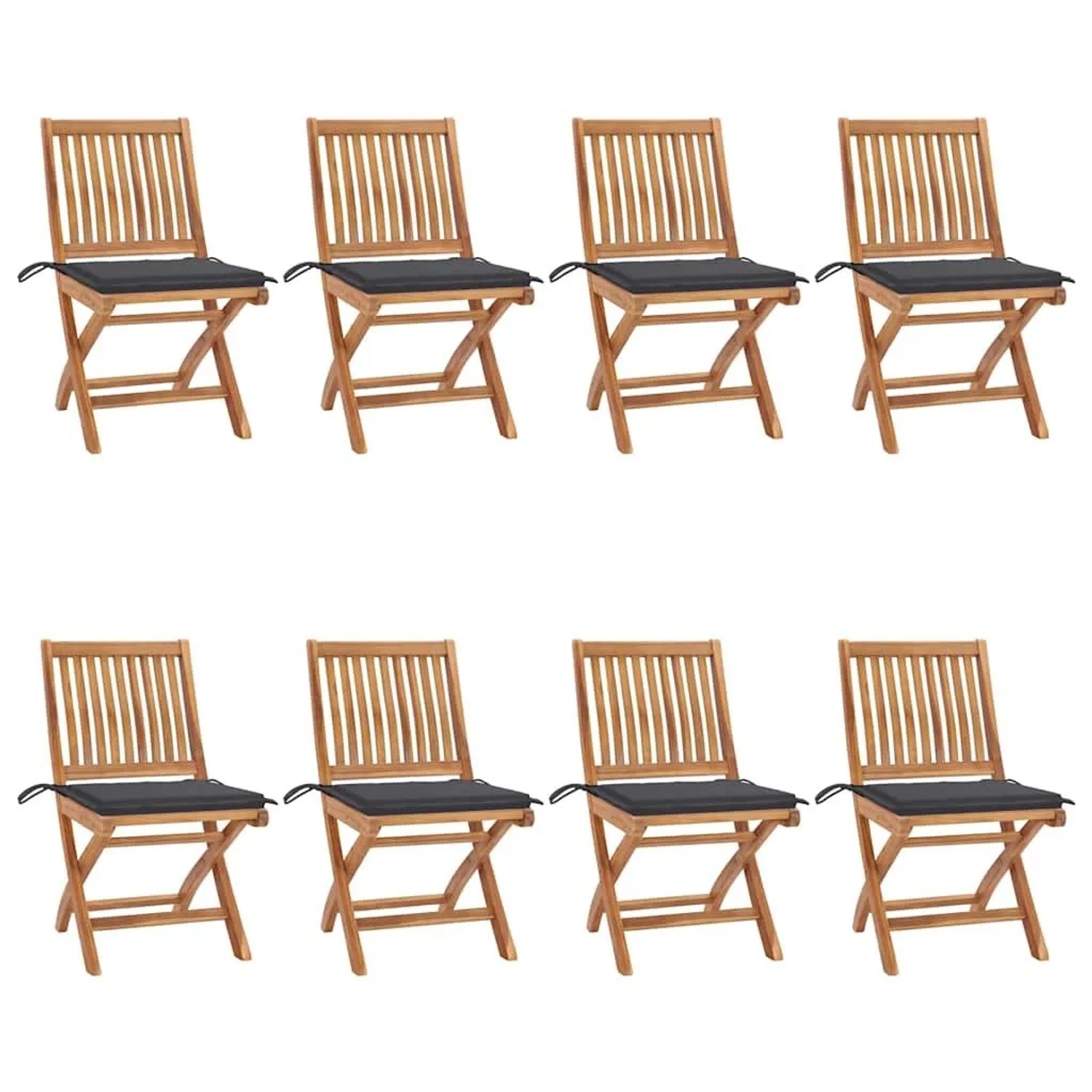 vidaXL Klappbare Gartenstühle mit Kissen 8 Stk Massivholz Teak 3072861 günstig online kaufen