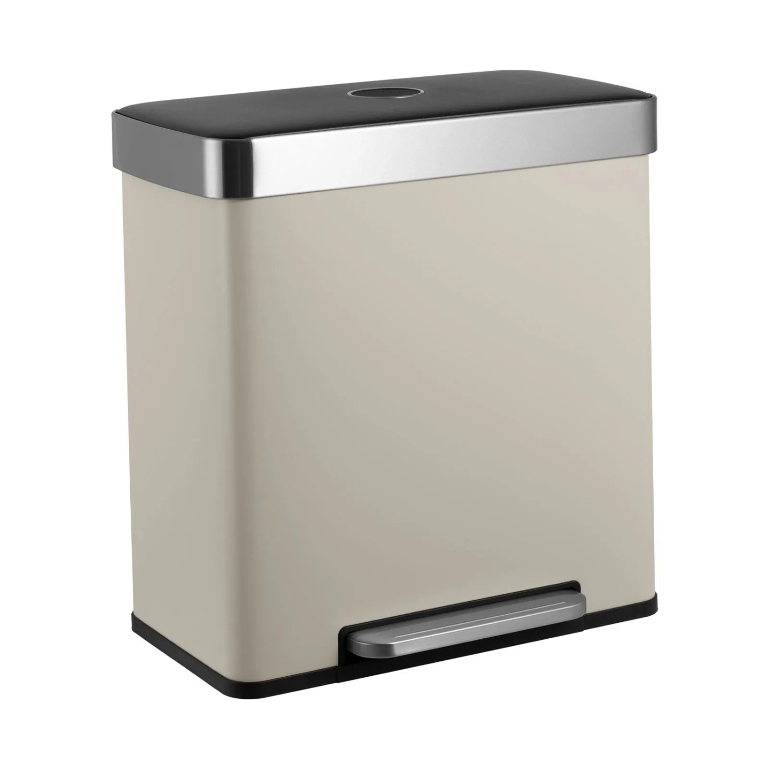 Svita LT2X30 Mülleimer 60l Treteimer 2 Fächer Mit Deckel Taupe