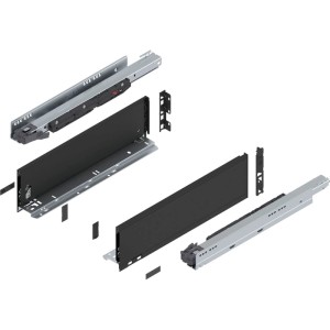 Blum Legrabox Pure Schubladenset in Carbonschwarz, zerlegt, mit Blumotion S Vollauszug, 450 mm. Eisenwaren.