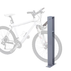 Grauer PROREGAL Fahrradbügel aus verzinktem Stahl, geeignet für die Außenmontage. Fahrradständer für ein Fahrrad.