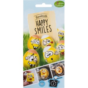 Brauns-Heitmann Eierfarben Banderole Happy Smiles, 12 Stück. Eier mit lustigen Comic-Gesichtern verzieren.