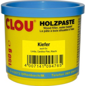 Clou Holzpaste wasserverdünnbar Kiefer, 150g Dose. Holzspachtel zum Ausbessern von Holz.