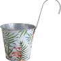 Metalltopf Flamingo mit Aufhänger für Gartenzaun oder Balkon, Gartendekoration.