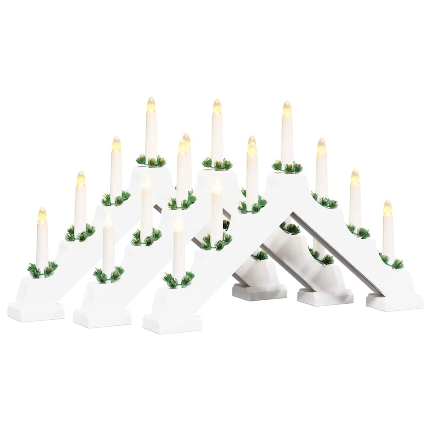 vidaXL Weihnachtskerzenbrücke mit 7 LEDs 3 Stk Weiß 39,5 x 5 x 29 cm 42019704