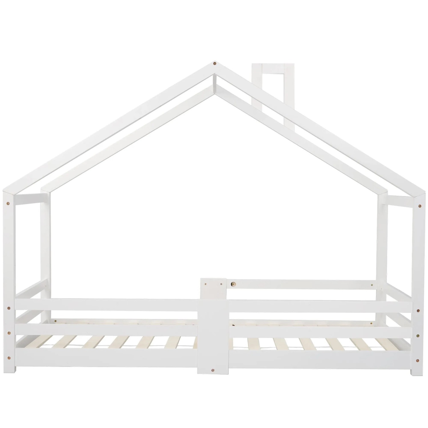 Merax Hausbett 90x200 Weiß Kiefernholz Mit Rausfallschutz