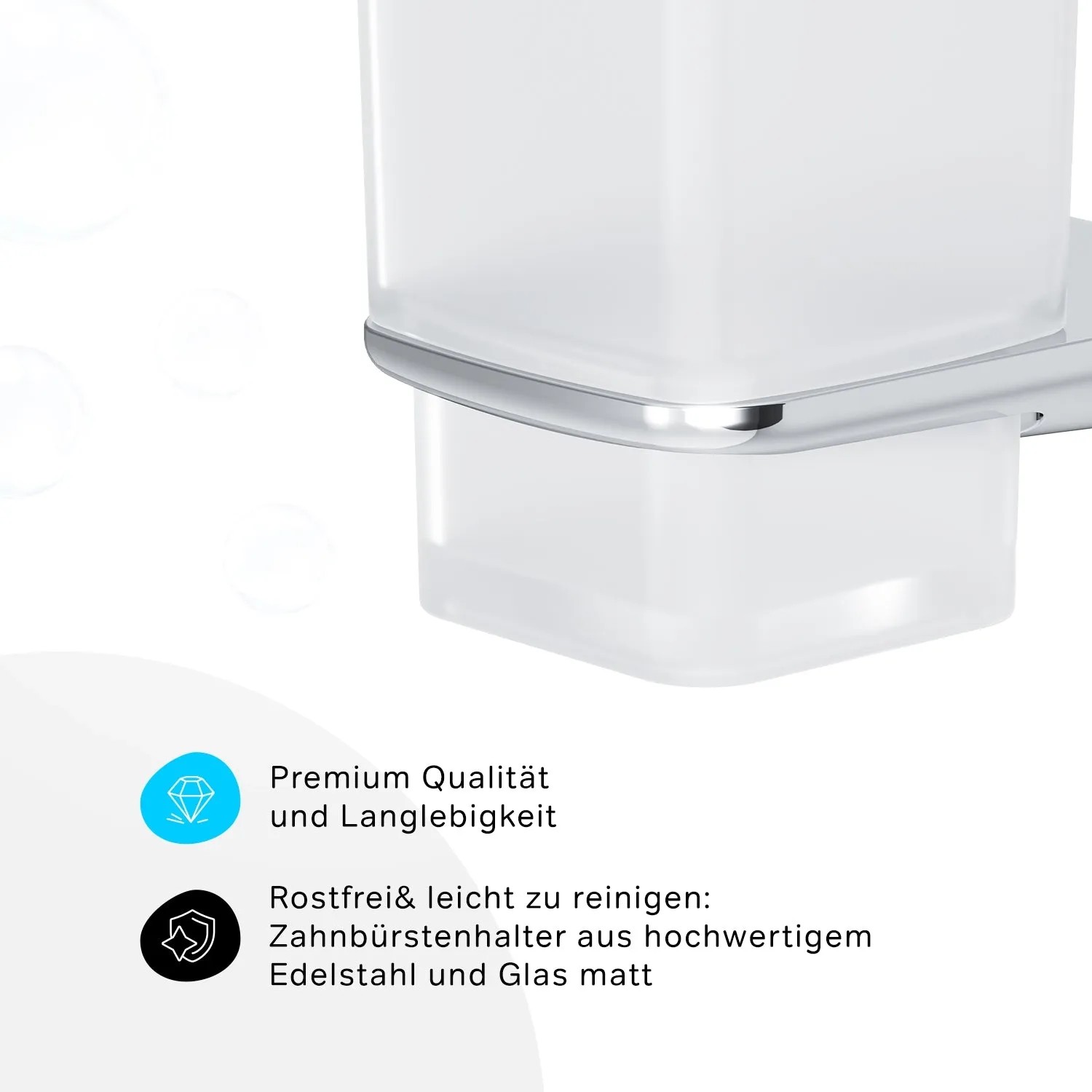 AM.PM Zahnbürstenhalter Inspire V2.0 Chrom mit Glas-Zahnputzbecher für die Wandmontage.