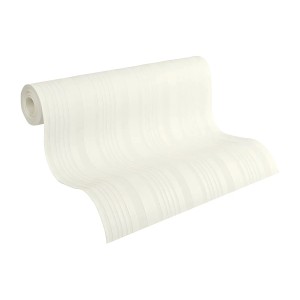 Weiße, überstreichbare Vliestapete mit Streifenmuster und leichter Struktur von PROFHOME.