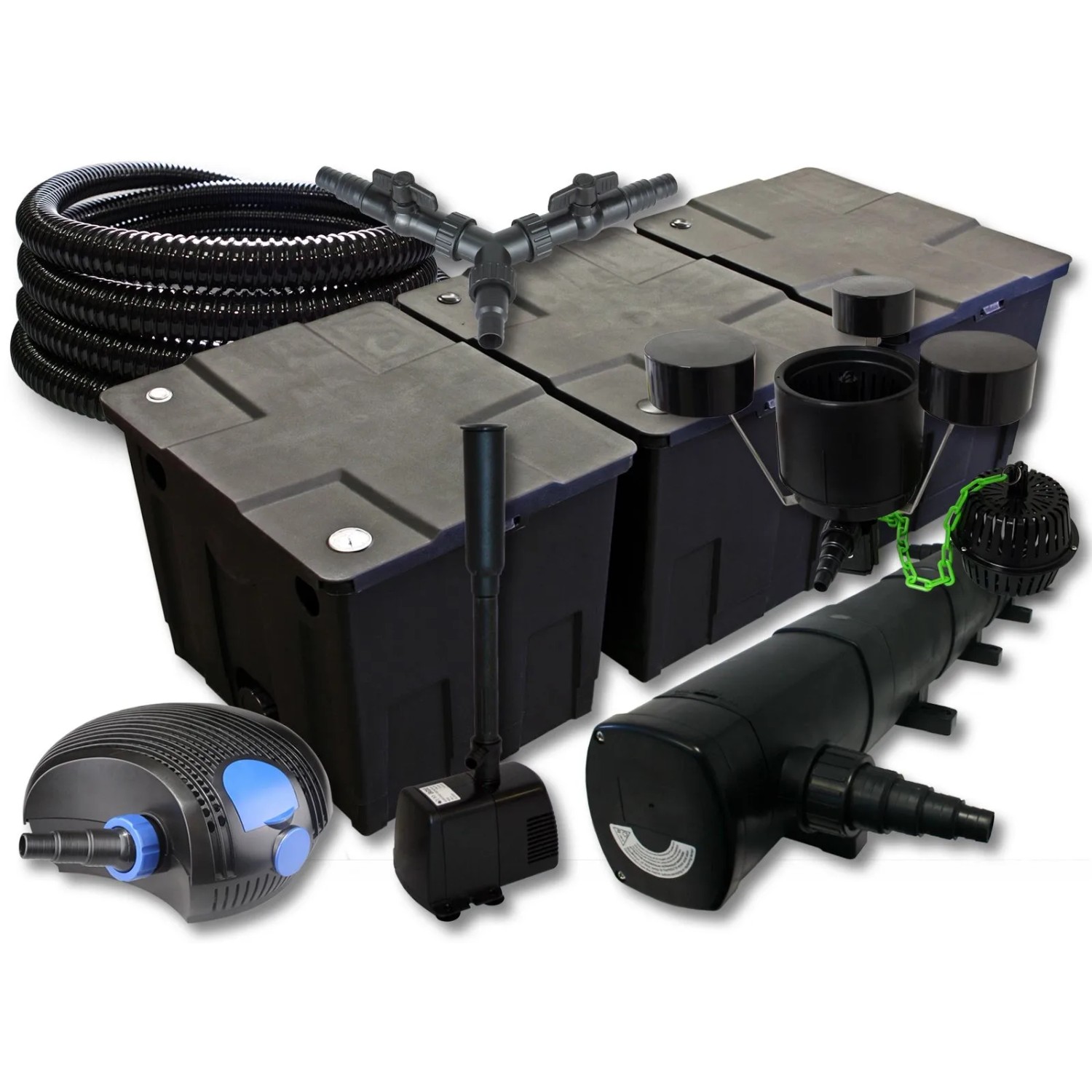 Sunsun Filter Set 90000L Teich 72W Uvc 100W Pumpe Schlauch Skimmer Springbrunnen