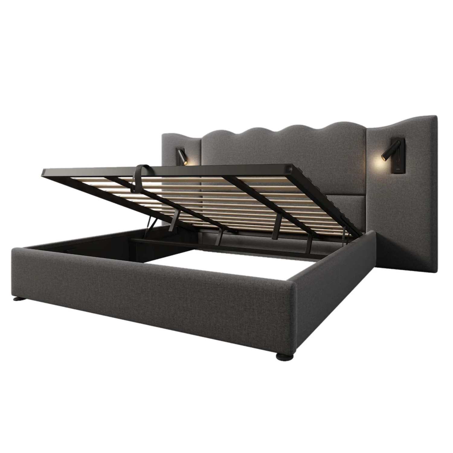 okwish Polsterbett 180x200cm mit Stauraum Doppelbett Grau ohne Matratze