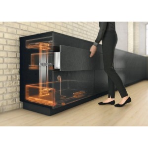 Blum Kabelhalter Kunststoff Natur für Kabelführung im Schrank. Zeigt SERVO-DRIVE Schubladensystem.
