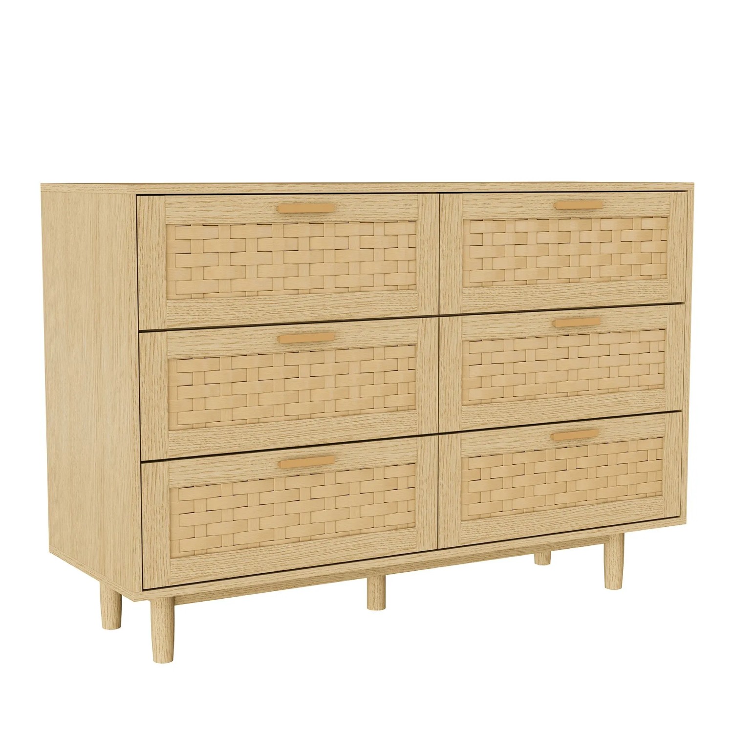 PXloue Sideboard  6 Schubladen 115x40x80 cm Rattanoptik für Wohnzimmer