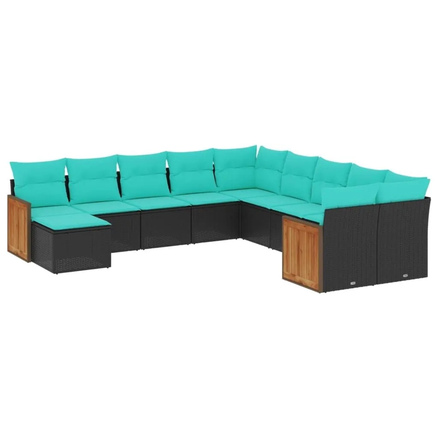 vidaXL 11-Tlg Gartensofa-Set mit Kissen Schwarz Polyrattan 3228248 günstig online kaufen