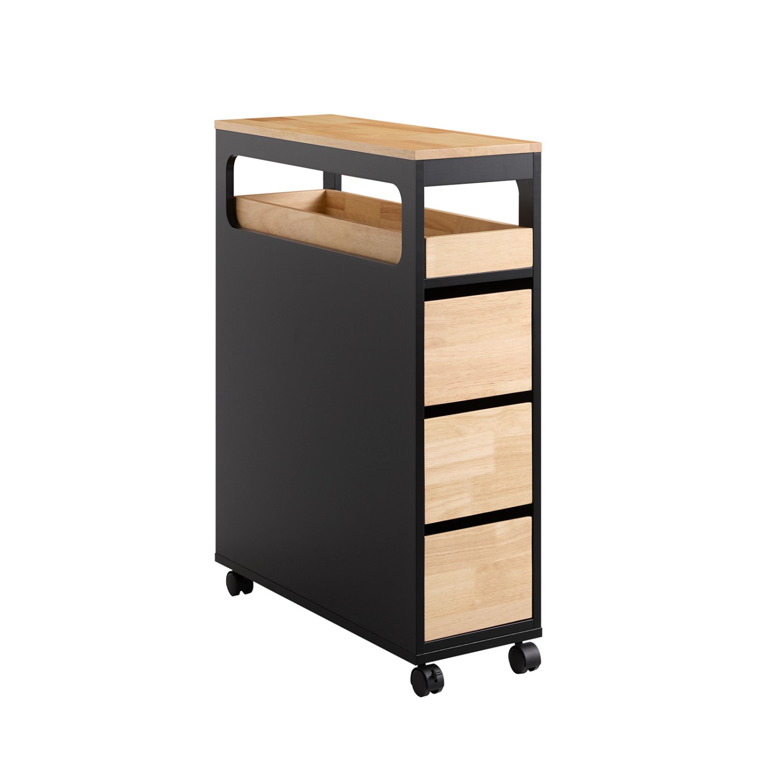 SoBuy Nischenregal mit 3 Schubladen und 1 Abnehmbaren Tablett Schwarz BZR54 günstig online kaufen