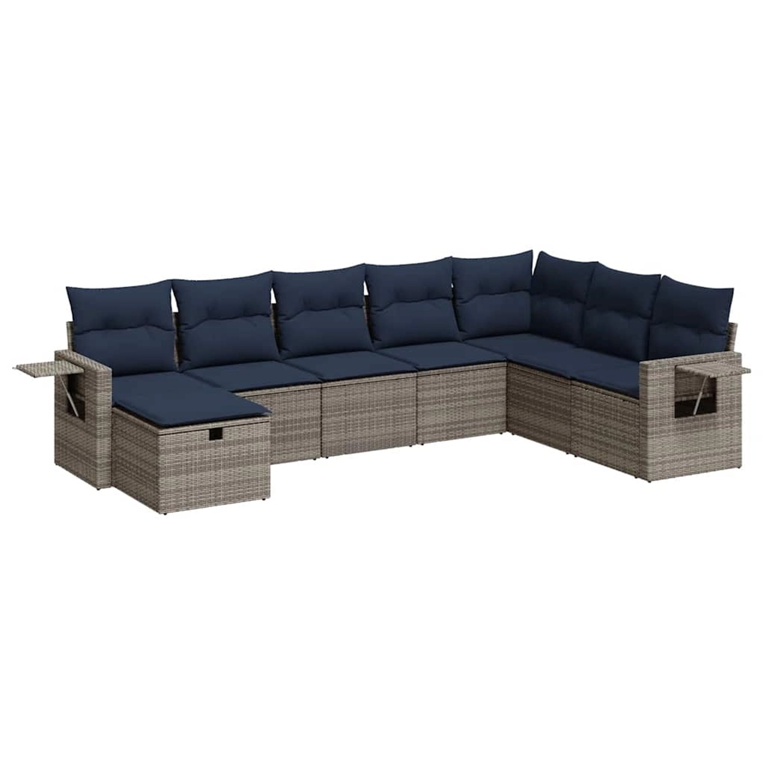 vidaXL 8-Tlg Garten-Sofagarnitur mit Kissen Grau Poly Rattan 3325537 günstig online kaufen
