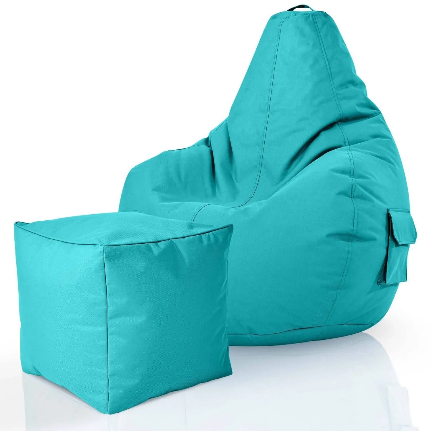 Green Bean Sitzhocker 2er Set Cozy + Cube 70 x 80 x 90 cm Wetterfest Türkis