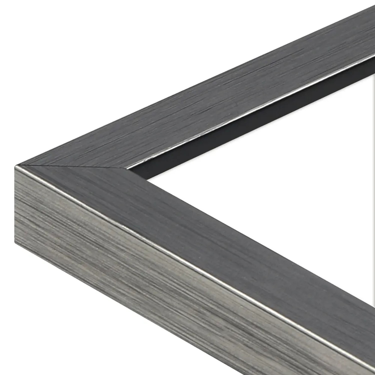 Detailansicht des modernen Bilderrahmens H950 in Metall-Optik, 40x60 cm, aus Massivholz.
