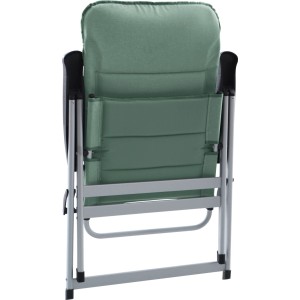 Zusammengeklappter, grüner Klappsessel Jacup aus Aluminium für Camping & Garten.
