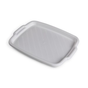 Weißes ProHome Serviertablett (45x33x3 cm) mit Griffen und Ablagestruktur.