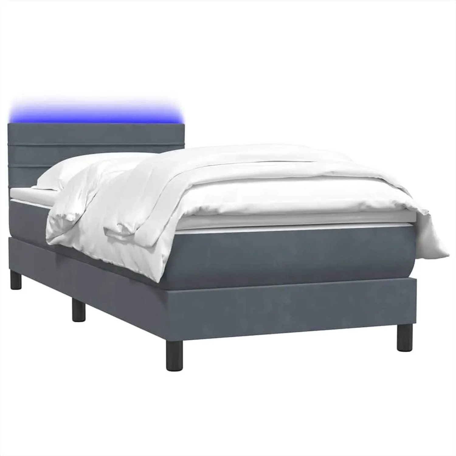 vidaXL Boxspringbett mit Matratze & LED Dunkelgrau 90x210 cm Samt 3316960 günstig online kaufen