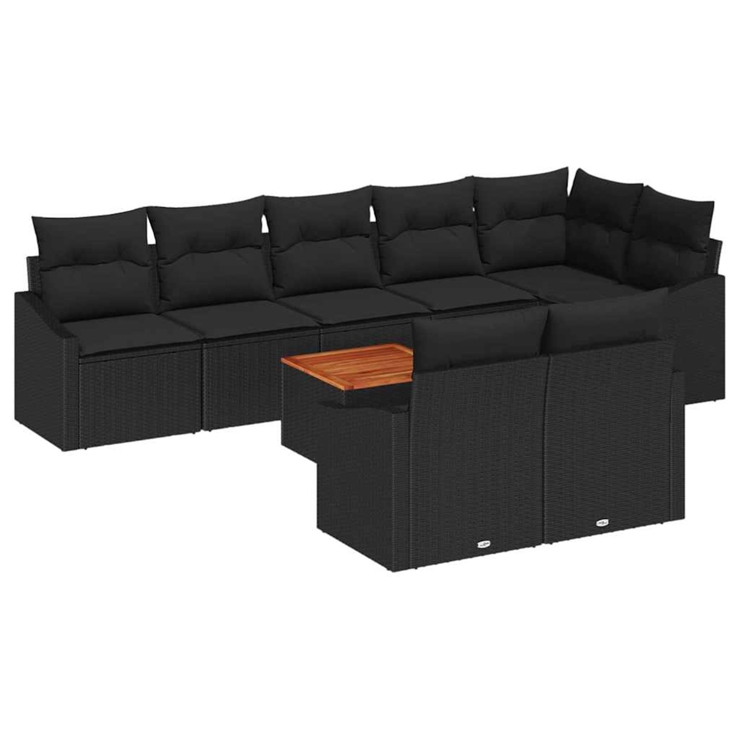 vidaXL Garten-Sofa-Set mit Kissen 9-Tlg Schwarz Poly Rattan 3347849 günstig online kaufen
