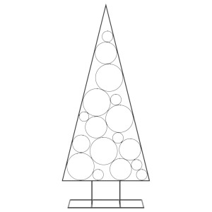 Schwarzer Metall-Weihnachtsbaum, 180 cm hoch, mit Kreismuster für DIY-Dekoration. Moderner künstlicher Weihnachtsbaum.