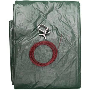 Poolomio Winterplane für runde Pools, grüne Abdeckung mit Befestigungsmaterial.