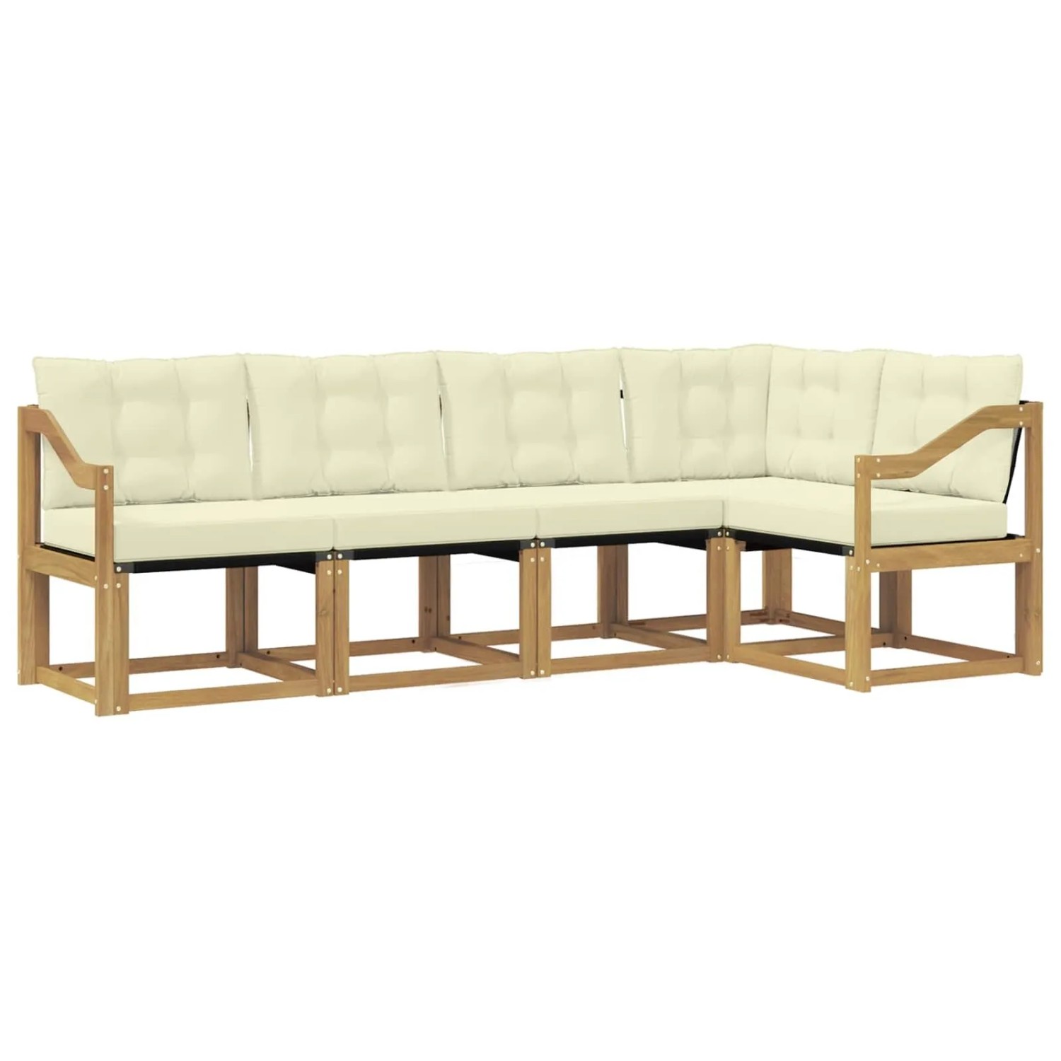 vidaXL Outdoor-Sofagarnitur mit Kissen 5-Tlg Weiß und Creme 3389484