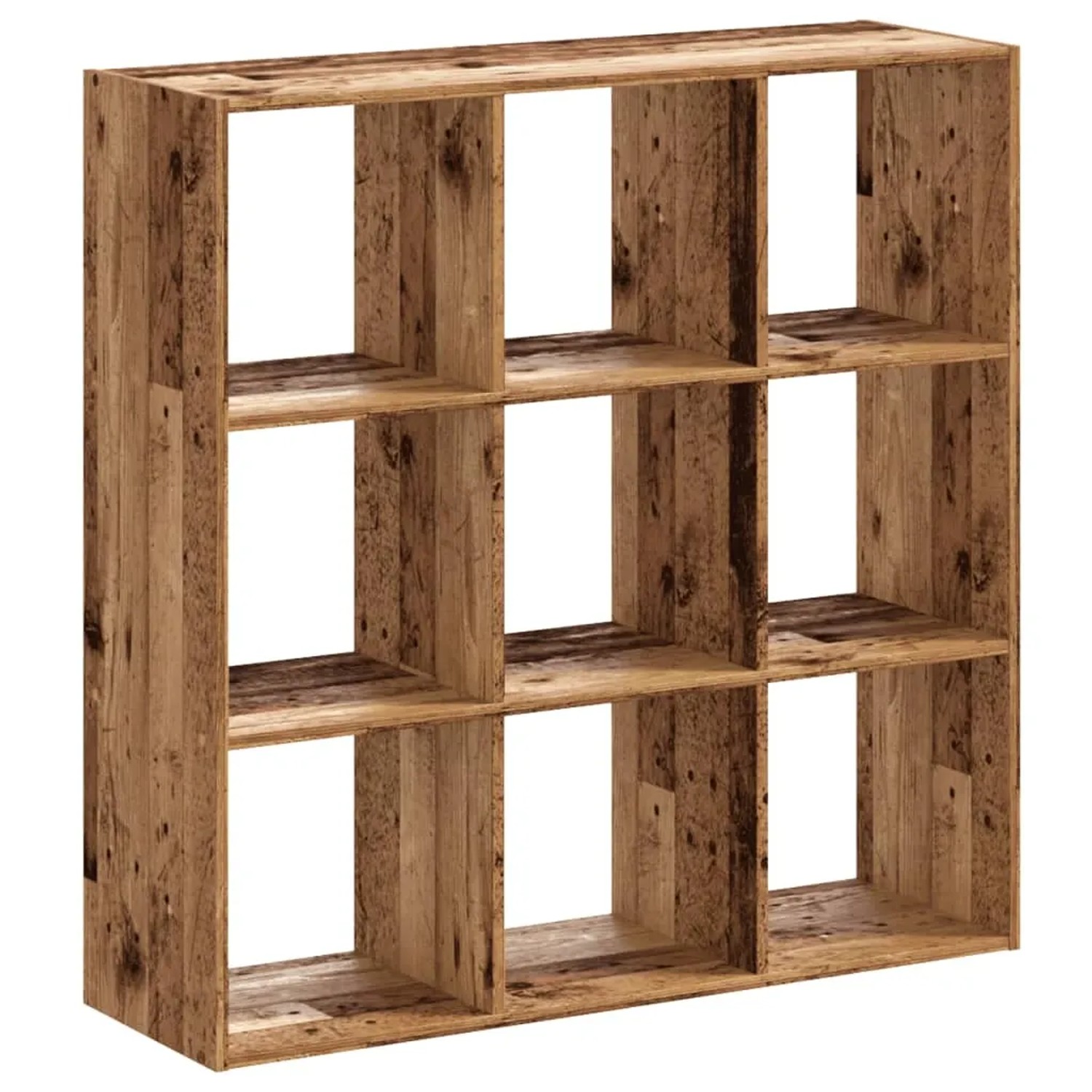 VidaXL Bücherregal in Altholz-Optik, 102x32x102 cm, Holzwerkstoff, mit 9 Fächern.