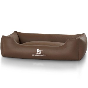 Knuffelwuff Hundebett Sidney XL, braunes Kunstleder, robust und pflegeleicht.