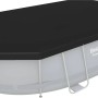 Bestway Frame Pool Power Steel, ovales Komplett-Set 488x305x107 cm, grau mit schwarzer Abdeckung.