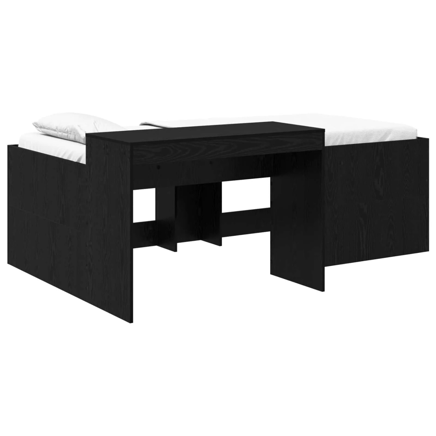 vidaXL Hochbett mit Schreibtisch für Kinder Schwarz 90 x 200 cm 3422652