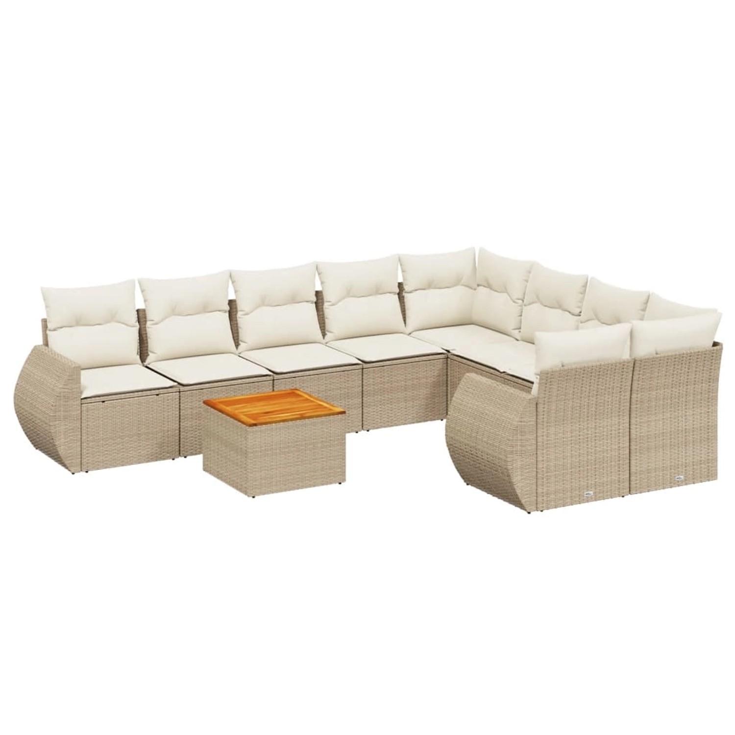 vidaXL 9-Tlg Garten-Sofagarnitur mit Kissen Beige Poly Rattan 3257262 günstig online kaufen