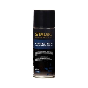 Schwarze Staloc Korrotech 400 ml Spraydose für Korrosionsschutz und Rostschutz von Metalloberflächen.