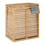 Relaxdays Wäschekorb Bambus Natur Beige mit 2 Säcken Deckel Freistehend 61 cm x 53 cm x 35 cm 5,3 kg