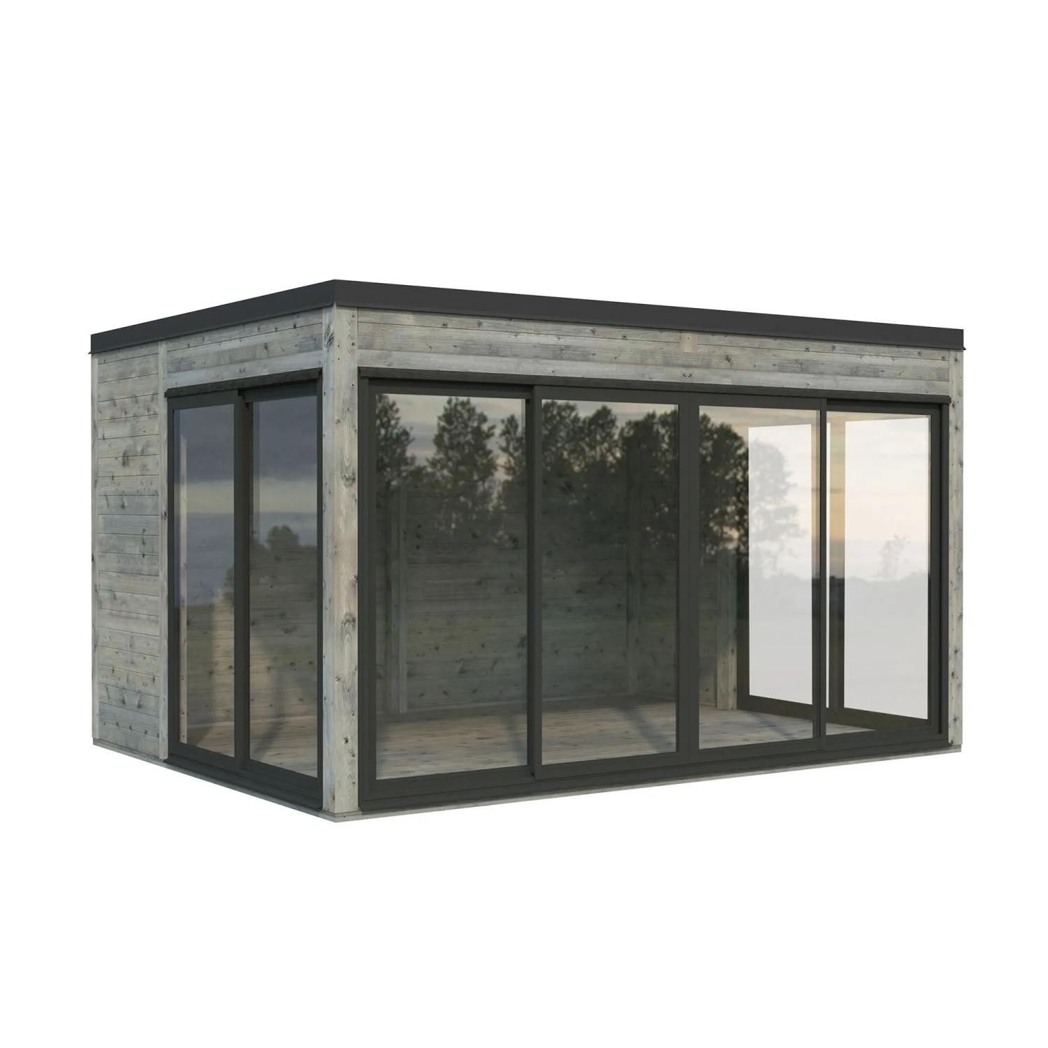 Palmako Holz-Gartenhaus Serena Slide Pultdach Tauchgrundiert 420 cm x 320 cm