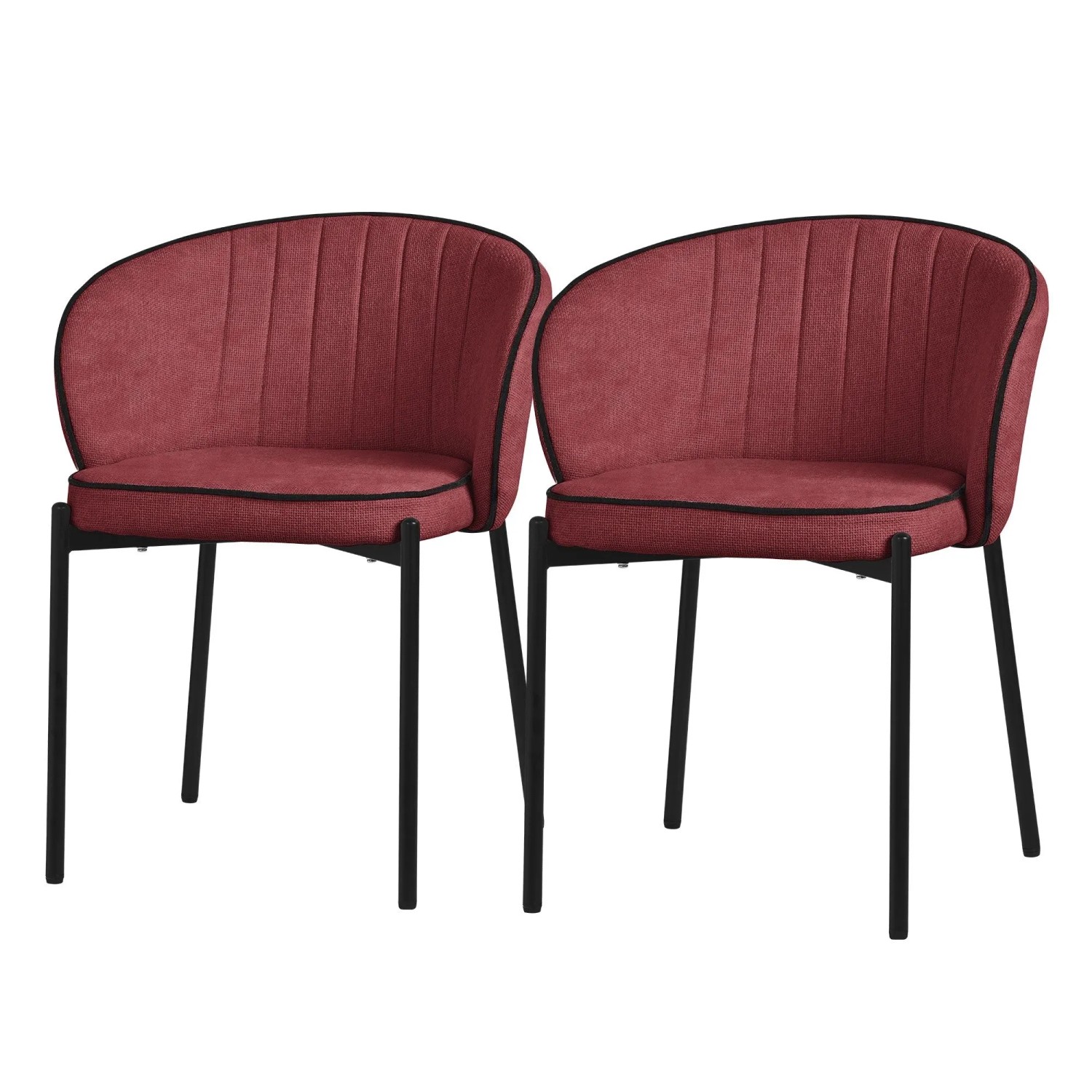 ML-Design Esszimmerstühle 2Er Set Rot mit Stoffbezug & Metallbeinen