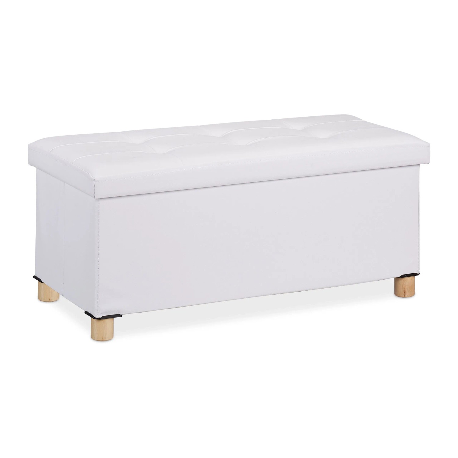 Relaxdays Sitzbank Kunstleder Weiß Faltbar 35 cm x 76 cm x 37 cm 5,5 kg