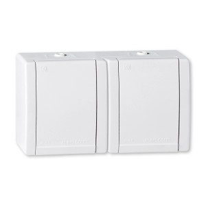 Aling-Conel 2-fach Aufputz-Steckdose, 16A, IP44, Weiß.