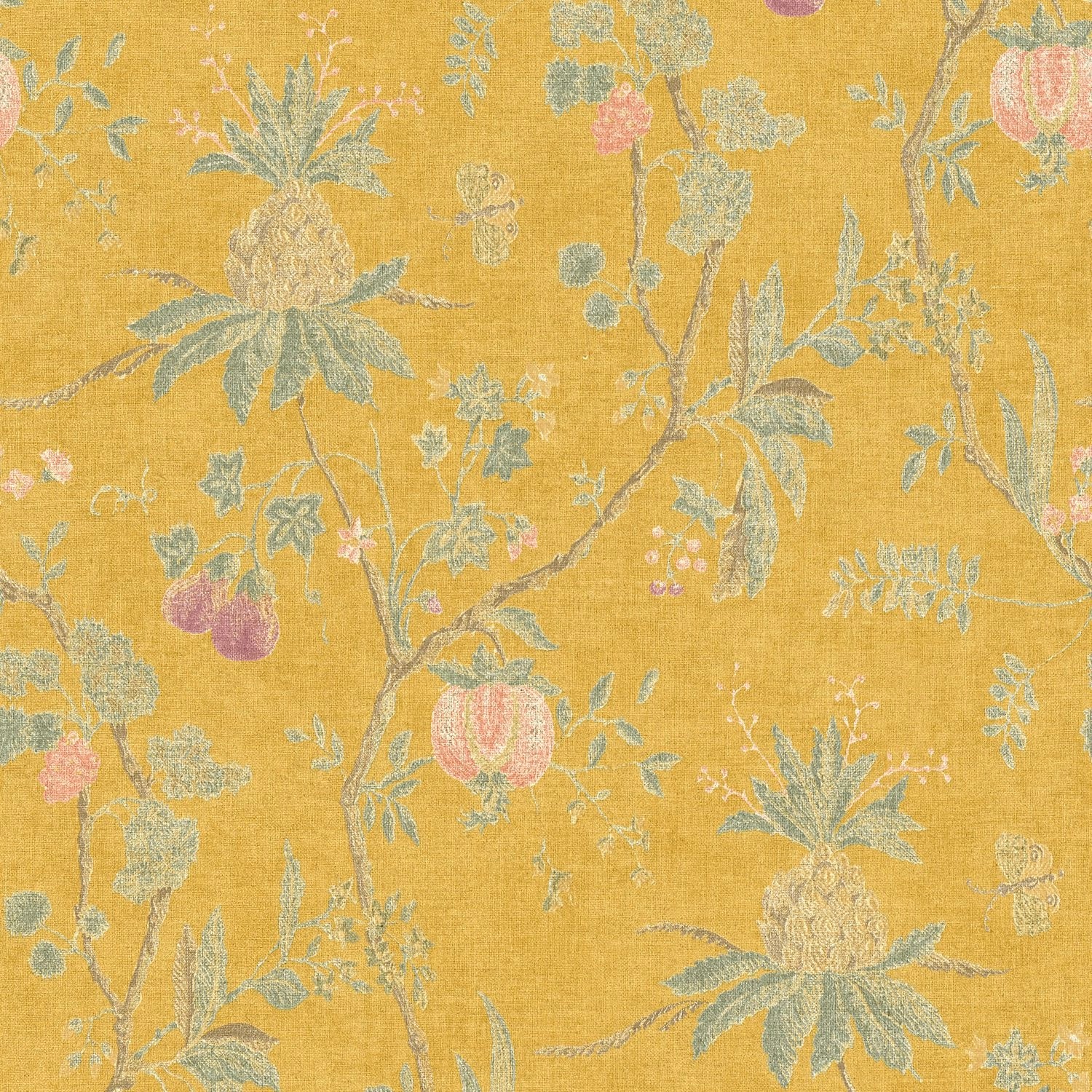 PROFHOME 367194-GU Blumen Tapete Floral Matt Gelb Grün 0,53 m x 10,05 m 5,3 günstig online kaufen