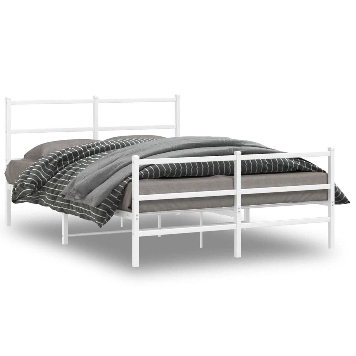 vidaXL Bettgestell mit Kopf- und Fußteil Metall Weiß 140x190 cm 355432 günstig online kaufen