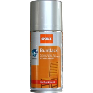 OBI Buntlack Spray RAL 9006 Weißalu hochglänzend, 150ml Dose.