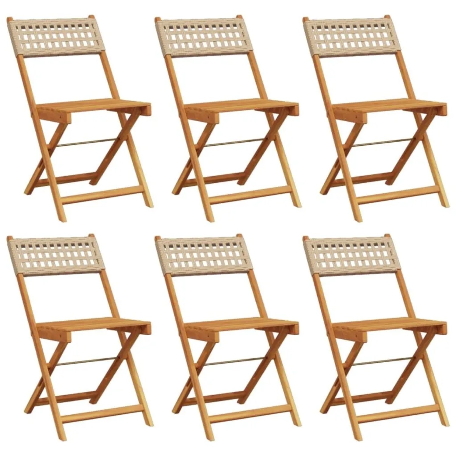 vidaXL Gartenstühle 6 Stk Klappbar Beige Poly Rattan & Massivholz 3214599 günstig online kaufen